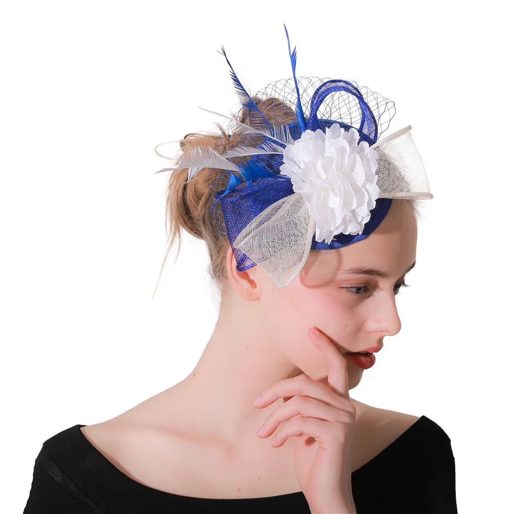 

Gorgeous Wedding Fascinators Hat With Hair Clips Elegant Ladies Headwear Royal Event Floral Millinery Feathers Hair Accessories