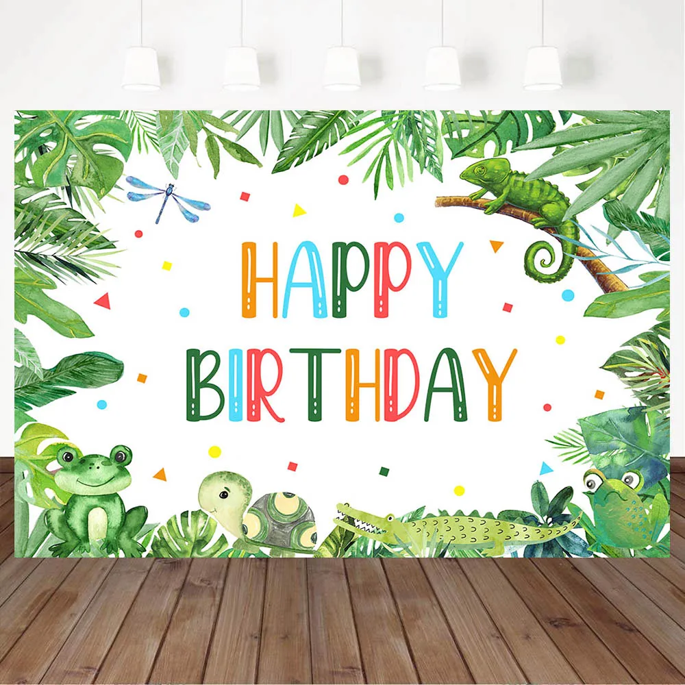

Mocsicka Forest Jungle Theme Child Birthday Backdrop Green Leaves Baby 1st Birthday Party Background for Photography Photocall