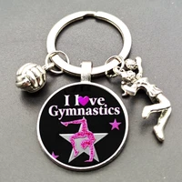 fashion love gymnastics keychain jewelry peace love gymnastics keychain pendant
