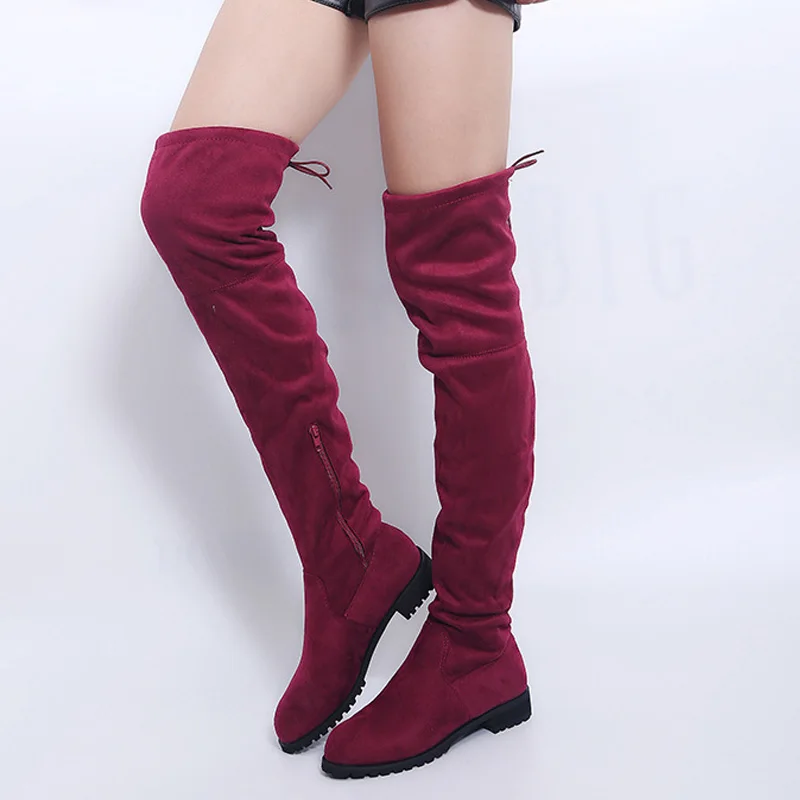 Пикантные Сапоги выше колена женские сапоги женская зимняя обувь замшевые