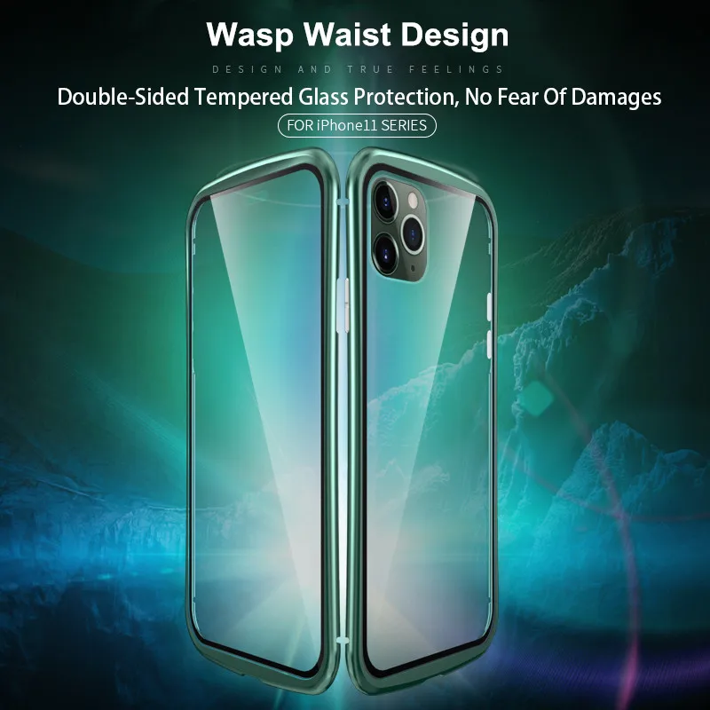 LUPHIE металлическая рамка двухстороннее закаленное стекло для iPhone 11 ОСА талии ультра тонкий ударопрочный чехол для iPhone 11 Pro Max