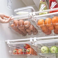 2pcs fridge organizer slide under shelf drawer box rack holder refrigerator drawer kitchen fruit food storage box