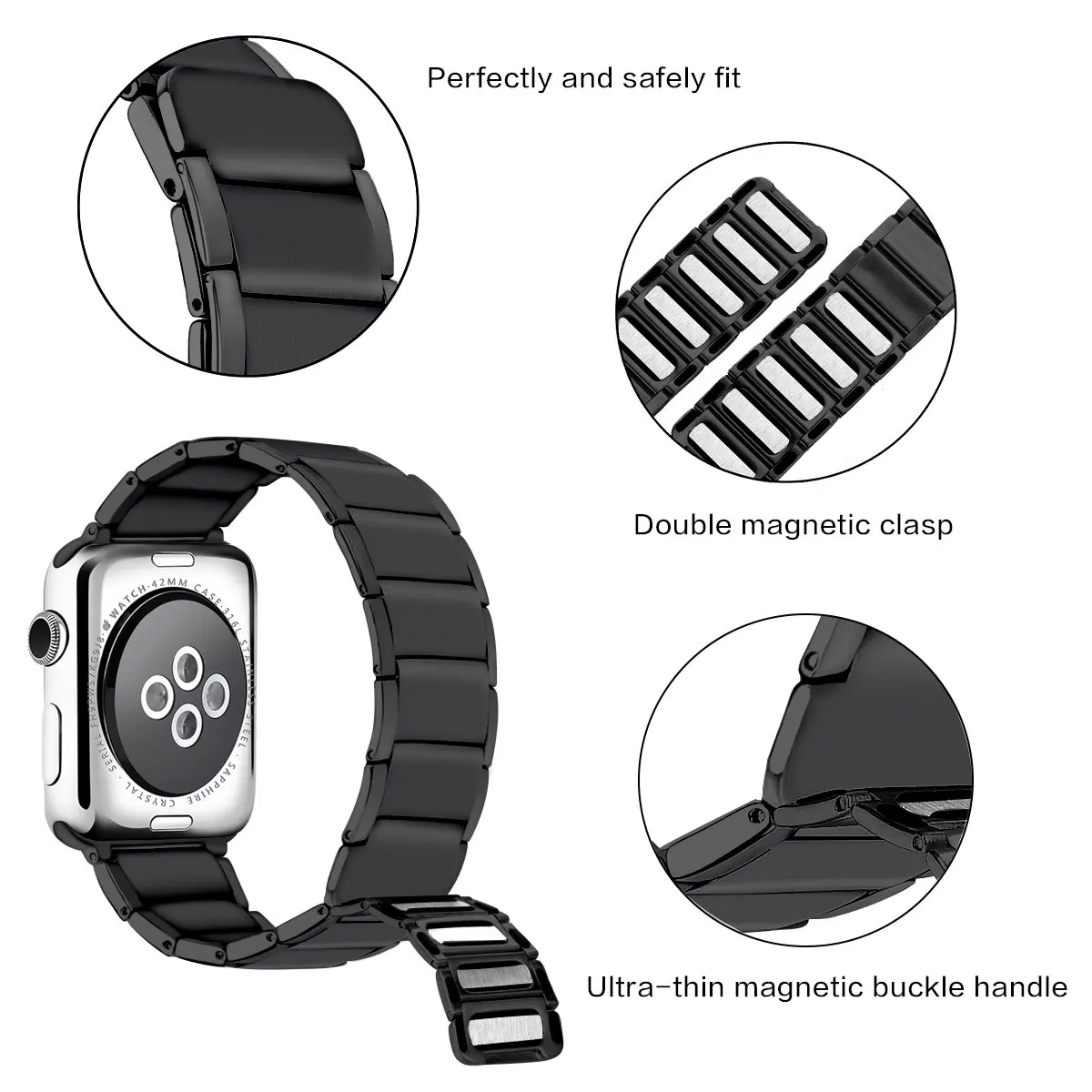 Ремешок из нержавеющей стали для Apple Watch Магнитная Петля 44 мм 42 ремешок Iwatch 38 40