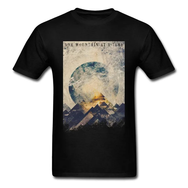 

Mens T-Shirt Casual Tees One mountain at a time T Shirt ostern Day Tshirt 2018 Hot Sale Black Clothes Cotton Fabric Crew Neck