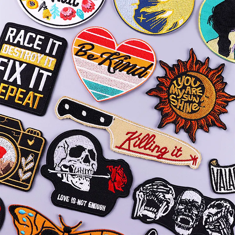 Наклейки с надписью Kill It вышитыми ножом нашивки для одежды наклейки хиппи