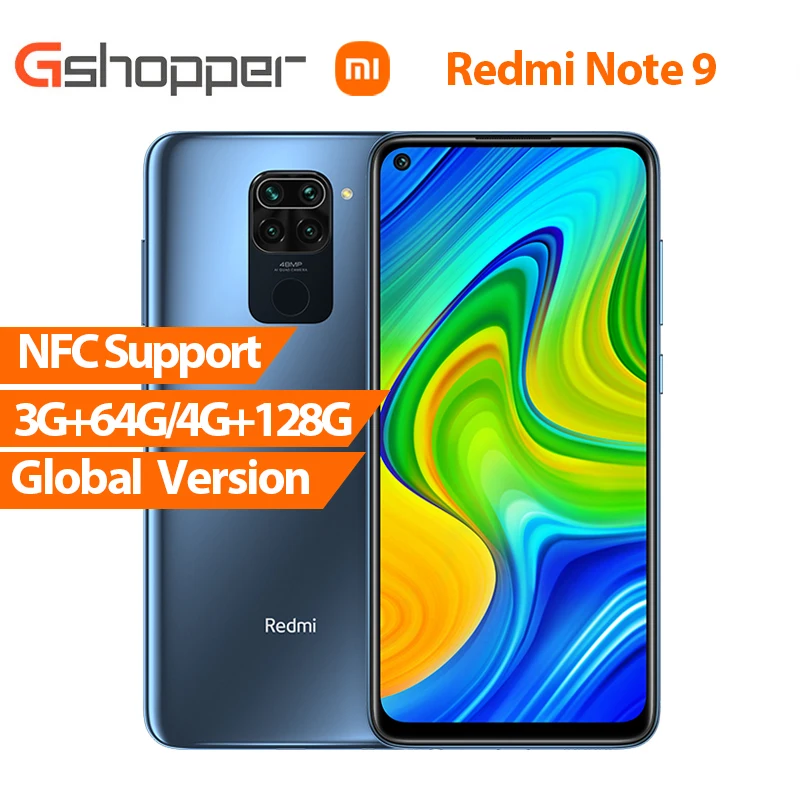 Глобальная версия Xiaomi Redmi Note 9 3/4 ГБ/64 Гб 128 ГБ NFC Смартфон MTK Helio G85 Octa Core 48MP Quad камера