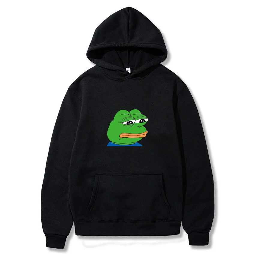 

Harajuku Hip Hop Hoodies Sweatshirt Male Japanese Fashion Casual Hoodie Sad Tearing Frog Print Hoodies Men Hooded Sweatshirts