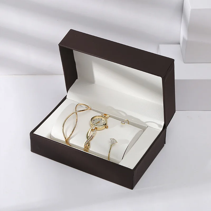 

Ladies Business Gift Set Fashion Diamond Roman Watch + Bracelet Set Luxury Fashion Elegant Dress Women Watches Relogio Feminino