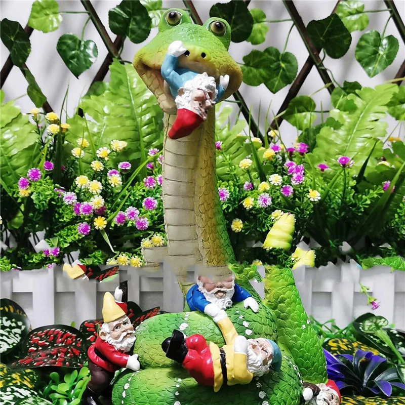 Садовая Статуэтка гнома змея едят гномов статуэтка миниатюрное украшение для