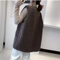 women vest lamb wool coat spring autumn new solid color v neck sleeveless single breasted jianye fashionable commuter top female