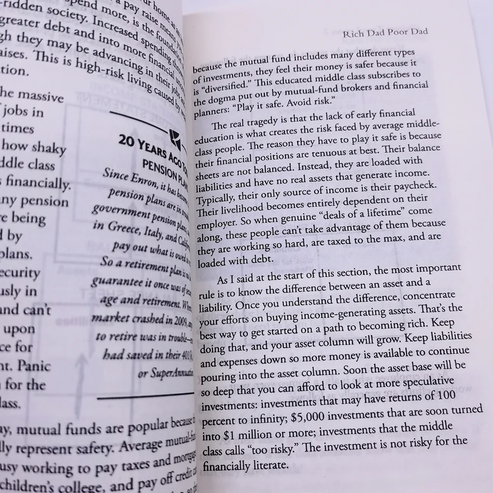 Libro de educaci&oacute;n de inteligencia financiera para ni&ntilde;os, libro de Padre rico, padre, Padre, bajo, David Toru, Kiyosaki, finanzas personales-4