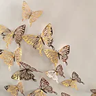 12 шт.компл. 3D 3 размера настенный стикер бабочка розового золота стикер наклейка на холодильник номер Свадебная вечеринка день рождения для художественного оформления ногтей, ручная работа