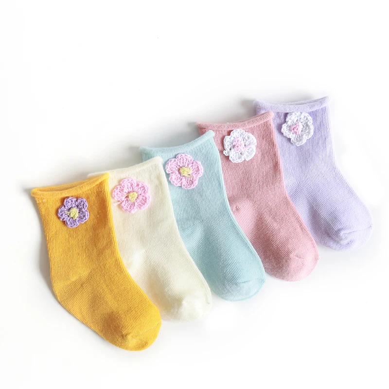 Calcetines de algod&oacute;n para beb&eacute;, medias suaves y antideslizantes, florales, para reci&eacute;n nacido de 0 a 12 meses-0