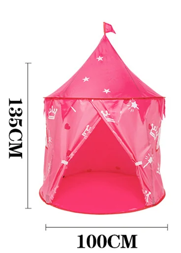 pink small size Складная игровая палатка, игровой домик со звездами и замком, детская игрушка, розовый типи, подарок на год для девочек и мальчиков, детский домашний мяч, уличная вигвама - Цвет: pink small size