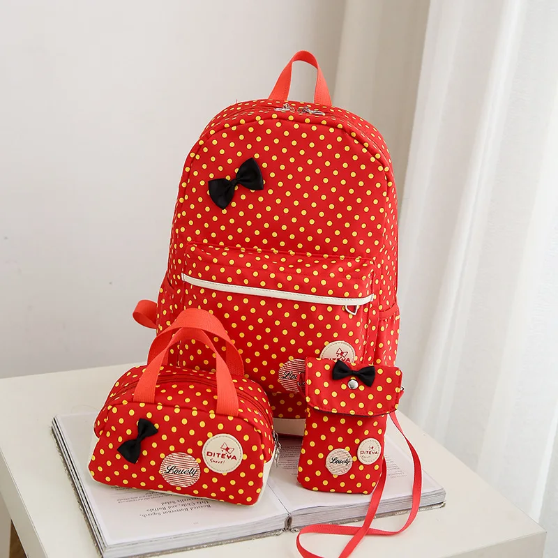 YK-Leik 3pcs/Set School Bags Teenager Girls Printing travel Backpacks kids Bow tie Backpack Rucksack Lightweight schoolbags