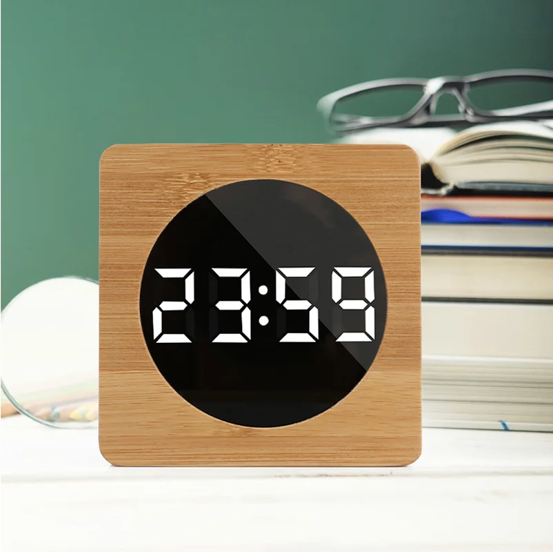 

Настольные квадратные электронные маленькие часы с будильником в минималистичном стиле, миниатюрные бесшумные светодиодные часы, милые ци...