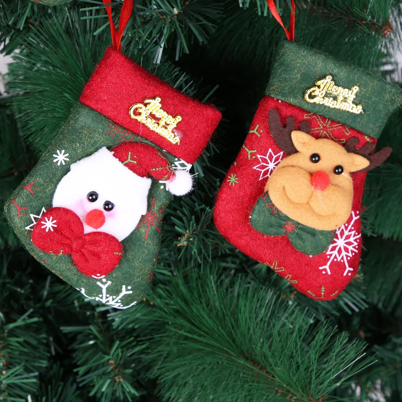 Christmas tree pendant Santa Claus little socks gift bag snowman | Дом и сад