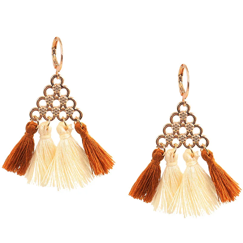 

New Retro Bohemian Fashion longTassel Earrings Alloy round exaggerated personality ethnic earrings women fashion jewelry