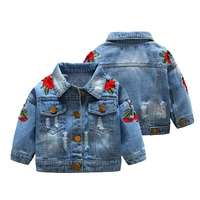 2020 spring and autumn baby girls denim jackets coats flower embroidery fashion children outwear coat kids girls casual jacket