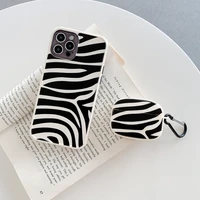 2pcsset zebra pattern soft phone case for iphone 12 11 pro max xr xs x 7 8 plus cute dog earphone cover for airpods 12pro