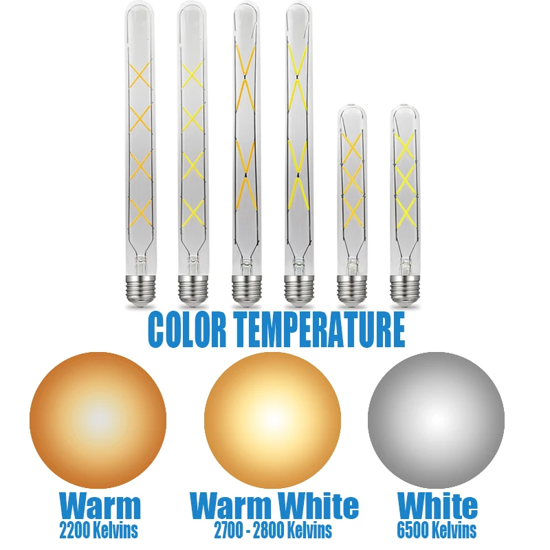 JCking Dimmable 6Watts 8Watts Led Tube E27/E26 110V 220V Vintage Retro Dimming Filament Bulbs Lamp For Chandelier Lighting | Лампы и