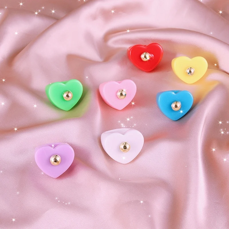 

Heart Ring with Golden Bead Resin Acrylic Rings For Women Girls Friends Jewelry Summer Trendy Travel