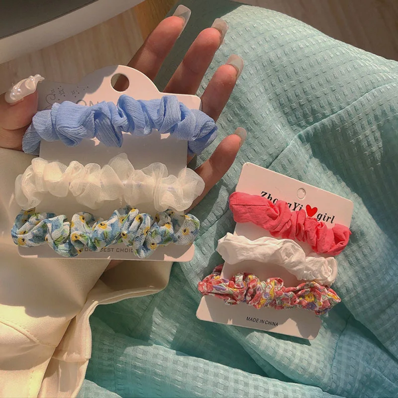 

New Korean Style Sweet Printed Flowers Hair Scrunchies Fashion Floral Hair Tie For Wmen Girls Hair Accessories Wholesale Free