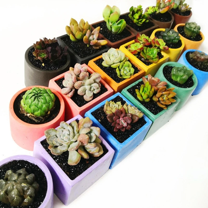 

Квадратный круглый бетонный цветочный горшок, силиконовая форма, плантатор, фотография