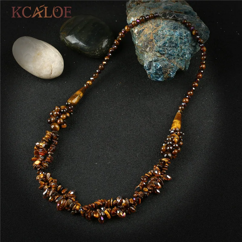 KCALOE тигровый глаз ожерелье с камнем нерегулярные полудрагоценные камни из