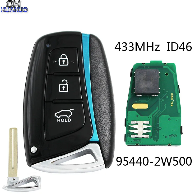 3 кнопки смарт-ключ Автозапуск брелок для Hyundai Santa Fe Smart 433 МГц с ID46 чип FCCID:95440 2W500 |