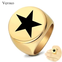 custom star pattern engraved ring for man gift fashion stainless steel male accessories party jewelry wholesale