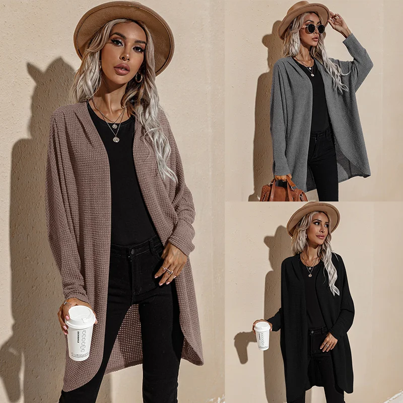

Bombshell Women's Cardigan Autumn/winter 2021 New Sweater Solid Color Medium Long Sleeve Sweater Coat Woman