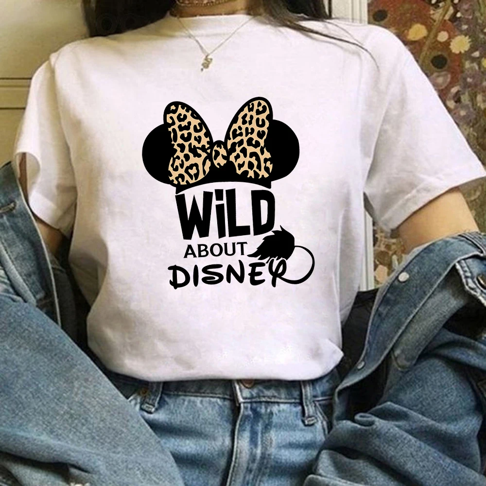 

Hot Selling Exquisite Print T-shirt Harajuku Minimalist Cartoon Arrivals Disney Wild about Disney Family Look Female Short Sleev