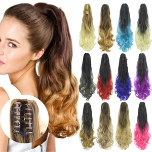 Soowee волнистые заколки на заколках для наращивания волос маленькая пони хвост заколка синтетические волосы коготь Омбре конский хвост кусочки волос