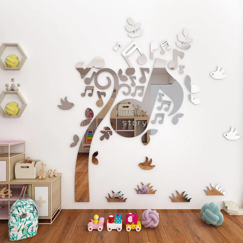 Акриловые Настенные Стикеры с нотами Новое поступление зеркальные настенные