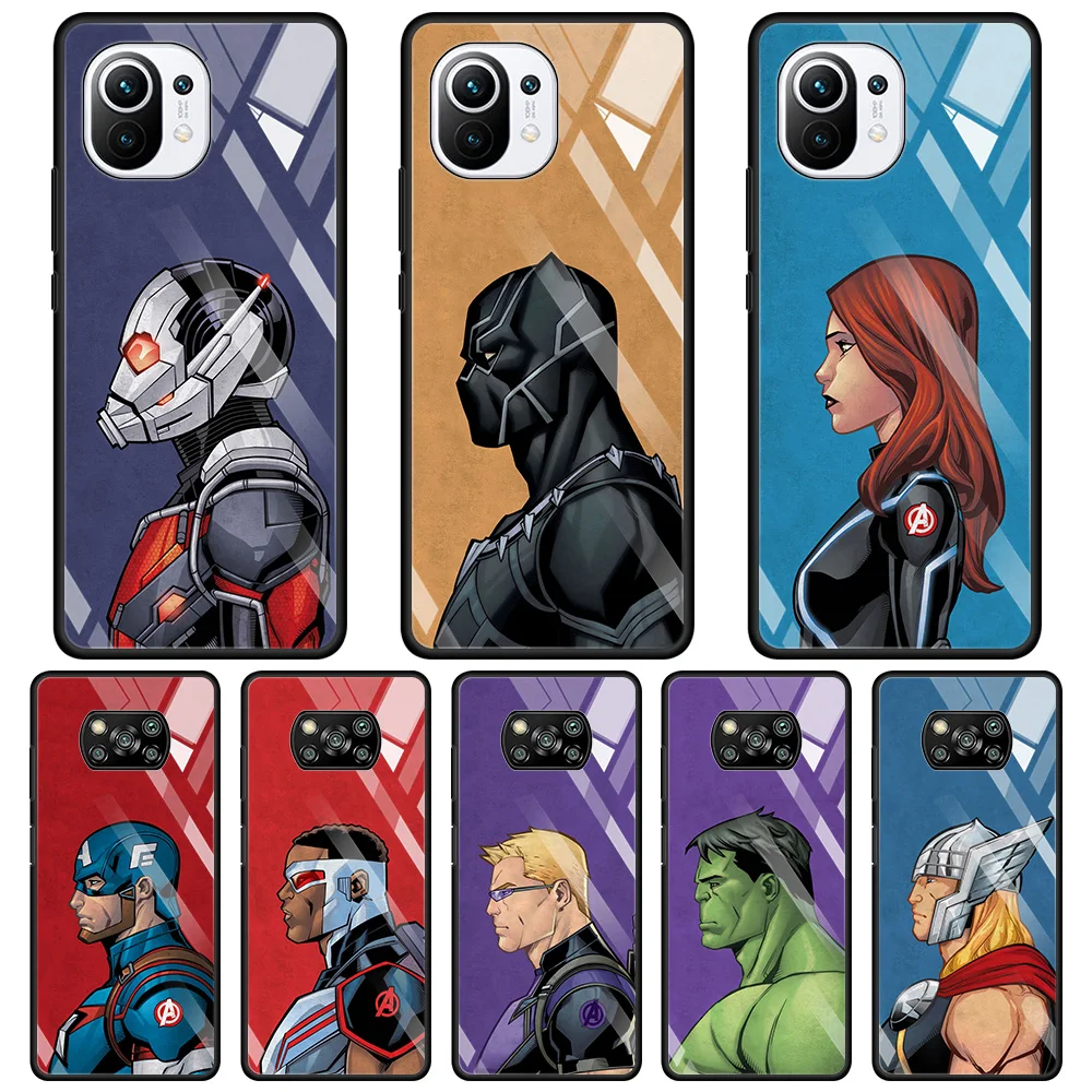 

Стеклянный чехол для Xiaomi Poco X3 NFC X3 M2 Pro X2 F3 для mi note 10Lite 10Pro 11 10 10T Lite 9T 11 Ultra Fundas Marvel Superhero