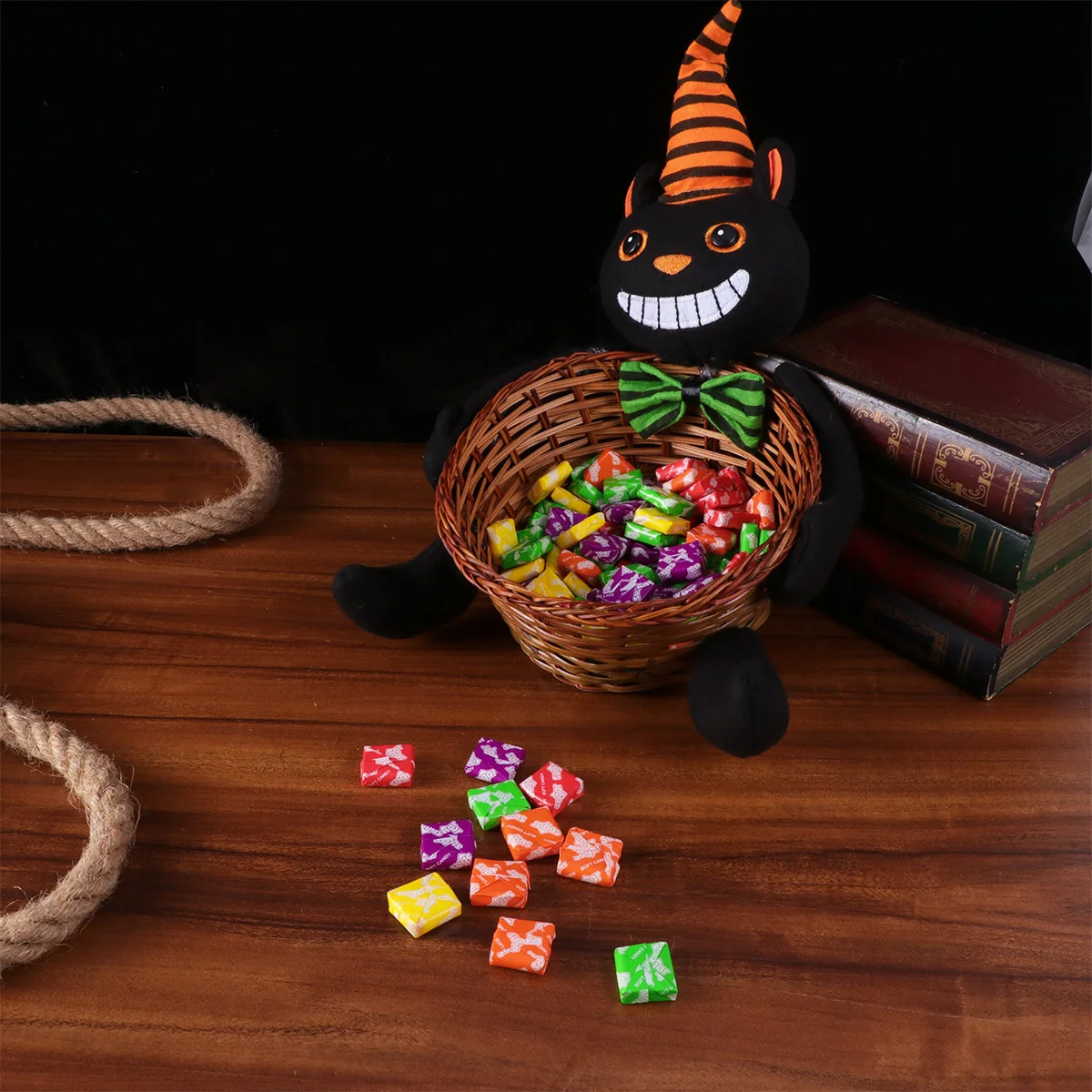 2020 корзина для хранения на Хэллоуин Бамбуковая Милая Черная кошка с шляпой