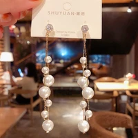 exknl flower pearls big drop earrings crystal fashion trendy tassel long earrings for women weddings gifts jewelry 2021 new