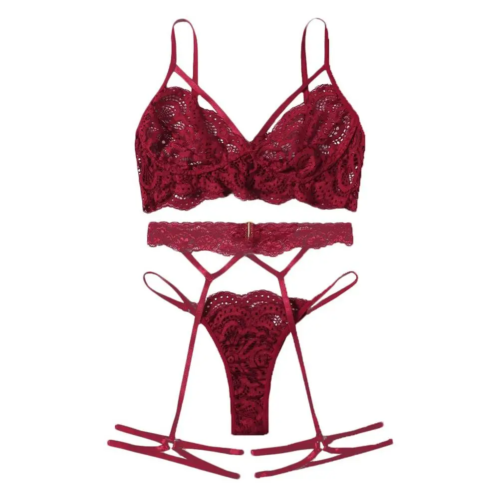 Bralette Сексуальный женский бюстгальтер набор нижнего белья + стринги с v образным
