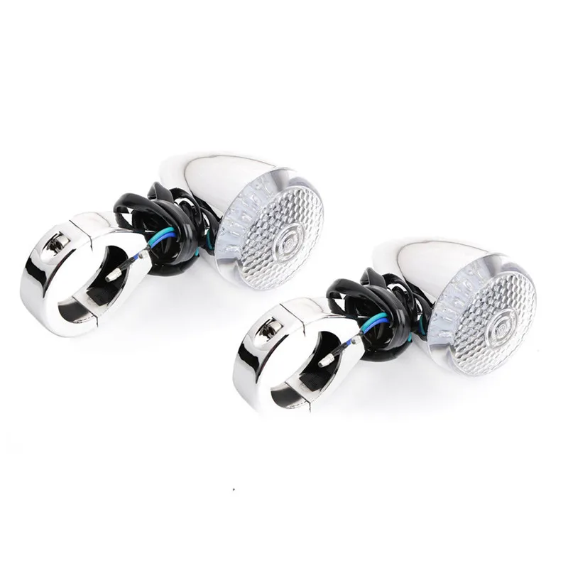 Пользовательская пара передний светодиодный индикатор поворота хром 39 мм вилка