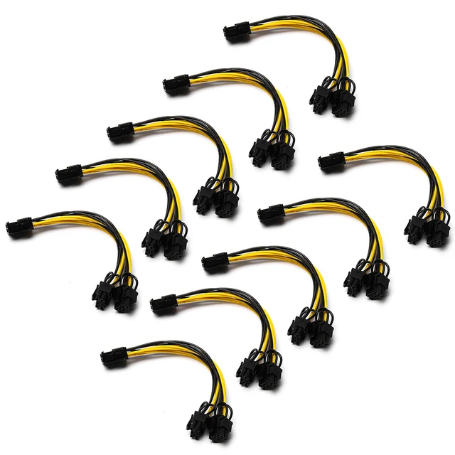 

10Pcs New 8 Pin PCI Express to Dual PCIE 8 (6+2) Pin Power Cable 20cm Motherboard Graphics Card PCI-E GPU Data Cable Splitter