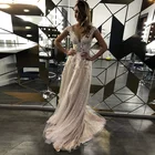 2021 богемное свадебное платье трапециевидной формы с отвесной спинкой Кепки, коротким рукавом, кружевной аппликацией и блестками Кнопка пол Длина развертки торжественные платья со шлейфом, платья невесты