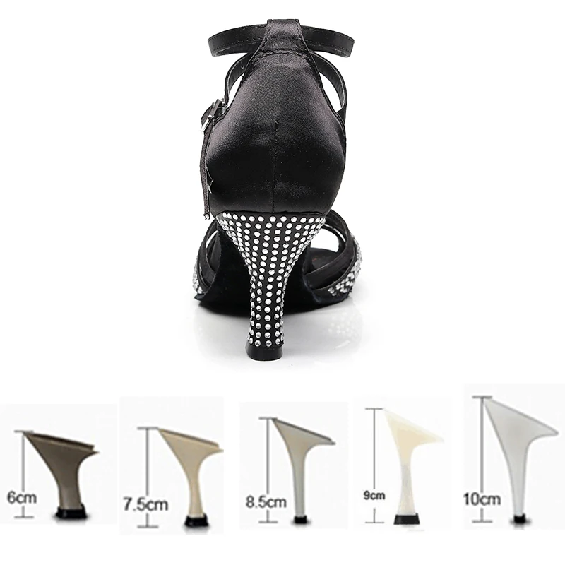 DKZSYIM/женские вечерние туфли для танцев Атласные блестящие стразы Обувь латинских