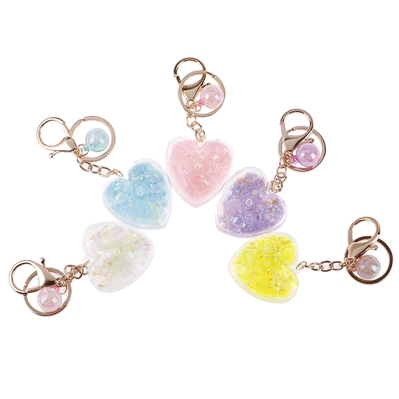 Блестящий зыбучий песок брелок в форме сердца Звездная пудра движущаяся