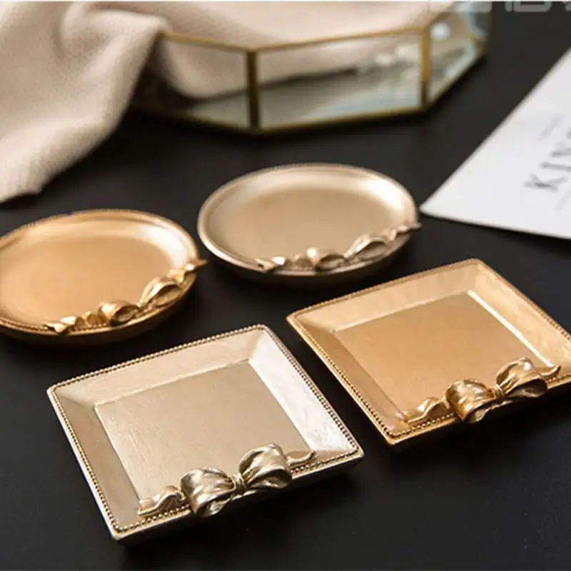 

s Golden Jewelry Tray Bedroom Living Room Decoration Necklace Jewelry Crafts Trinket Tray Organizer