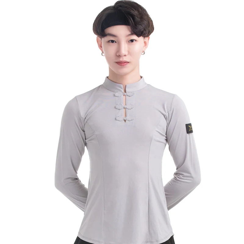 

Male Adult Latin Dance Costume Chinese Style Long-Sleeved Practice Clothes National Standard Wear Latin Dance Clothes DN10980