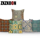 Наволочка для декоративных подушек, квадратная, из геометрической формы, в стиле бохо полиэстера, с изображением цветов, мандалы, для дивана, гостиной