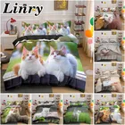 Комплект постельного белья с животными, милые постельные принадлежности с кошкой для детей, пододеяльник, наволочка, удобное Постельное Белье для сна, Декор Спальни