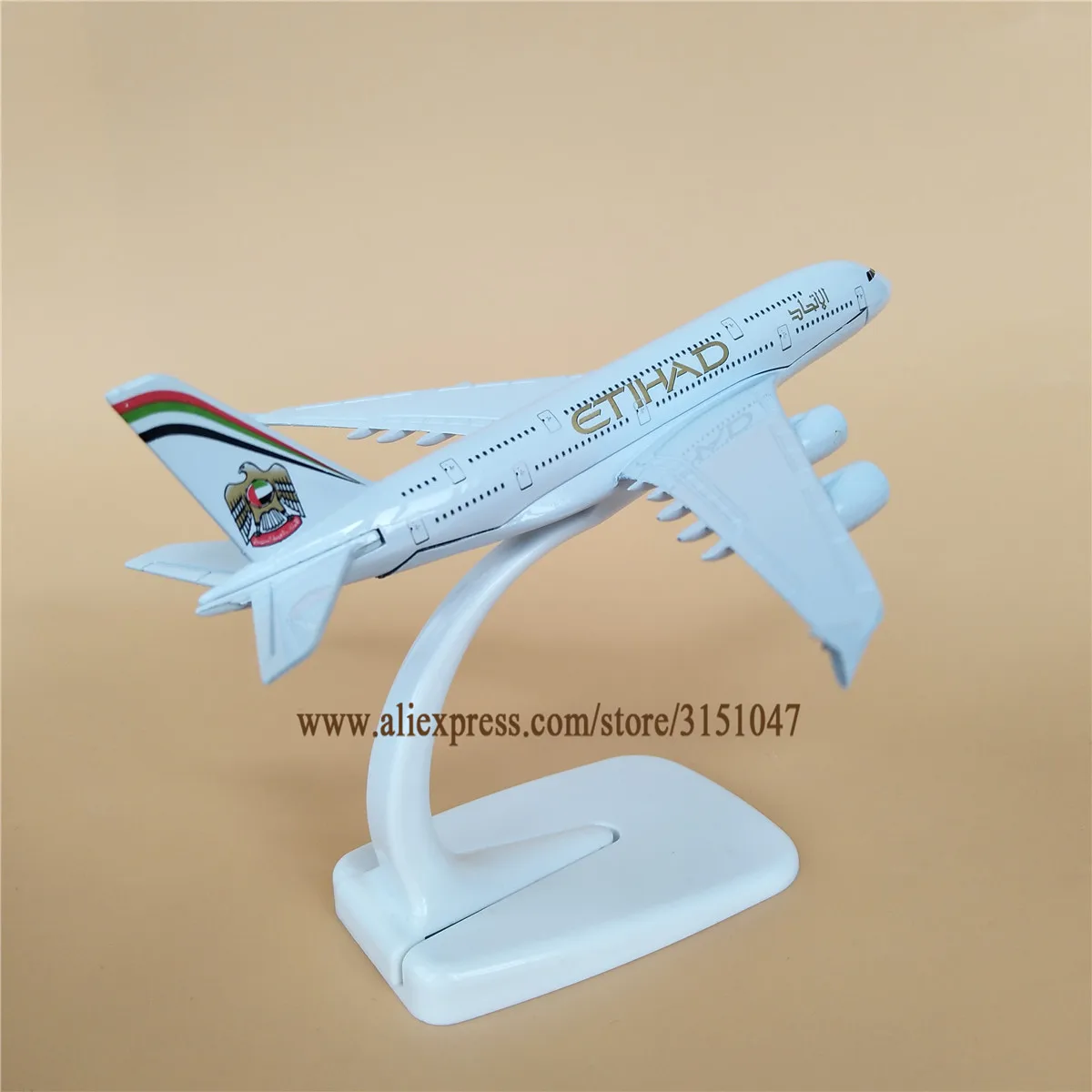 Модель самолета из металлического сплава для авиакомпании Etihad A380 модель аэробус