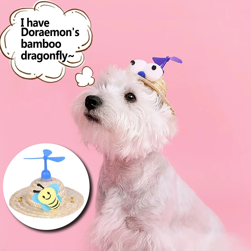 Милая шапочка для кошки Косплэй соломы Шапки шапка собак игрушка бамбуковая